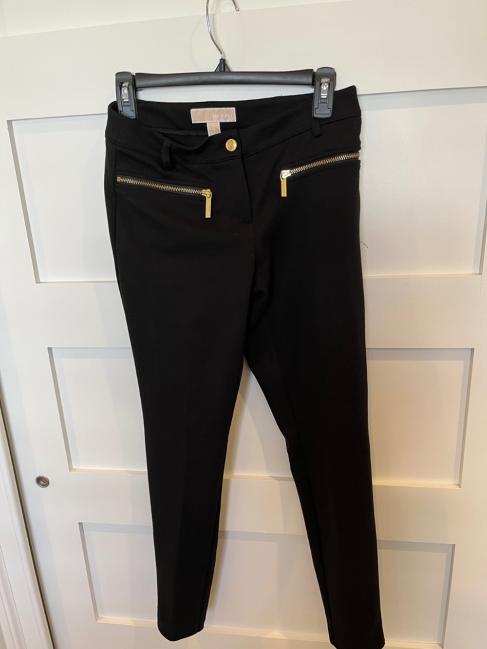 Michael Kors Black Trousers with Gold Logo Button